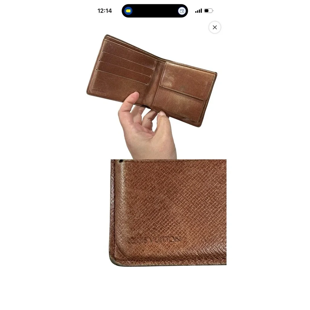 Louis Vuitton Monogram Bifold Wallet Brown Men's Credit Card Slots Logo